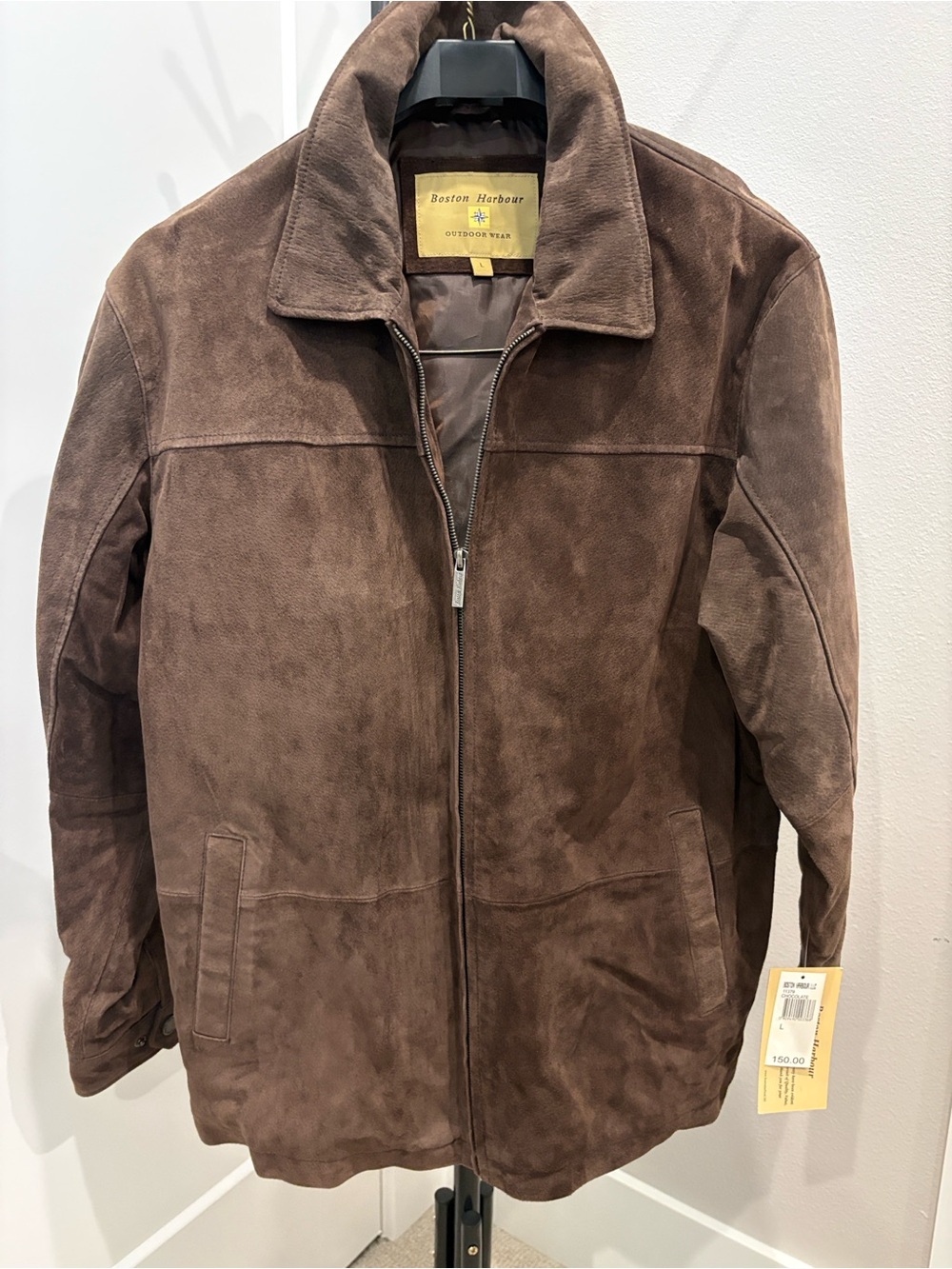 Boston Harbour Men's Chocolate Brown Leather Zip Jacket - large